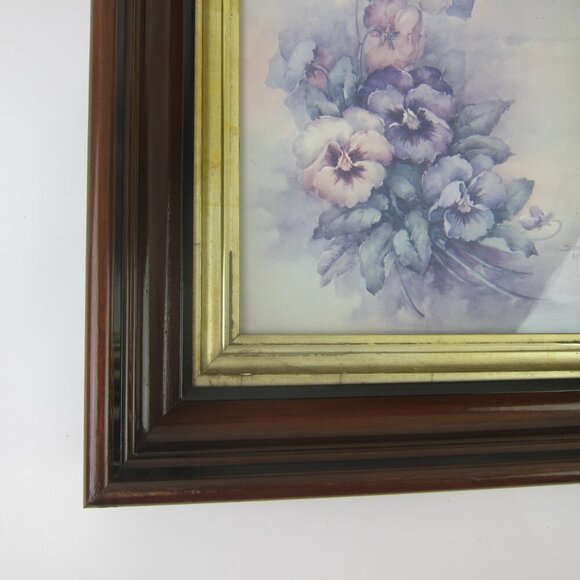 Antique Victorian Deep Picture Frame Wood Gilt Vintage Sonie Ames Flower Print - Picture 5 of 15